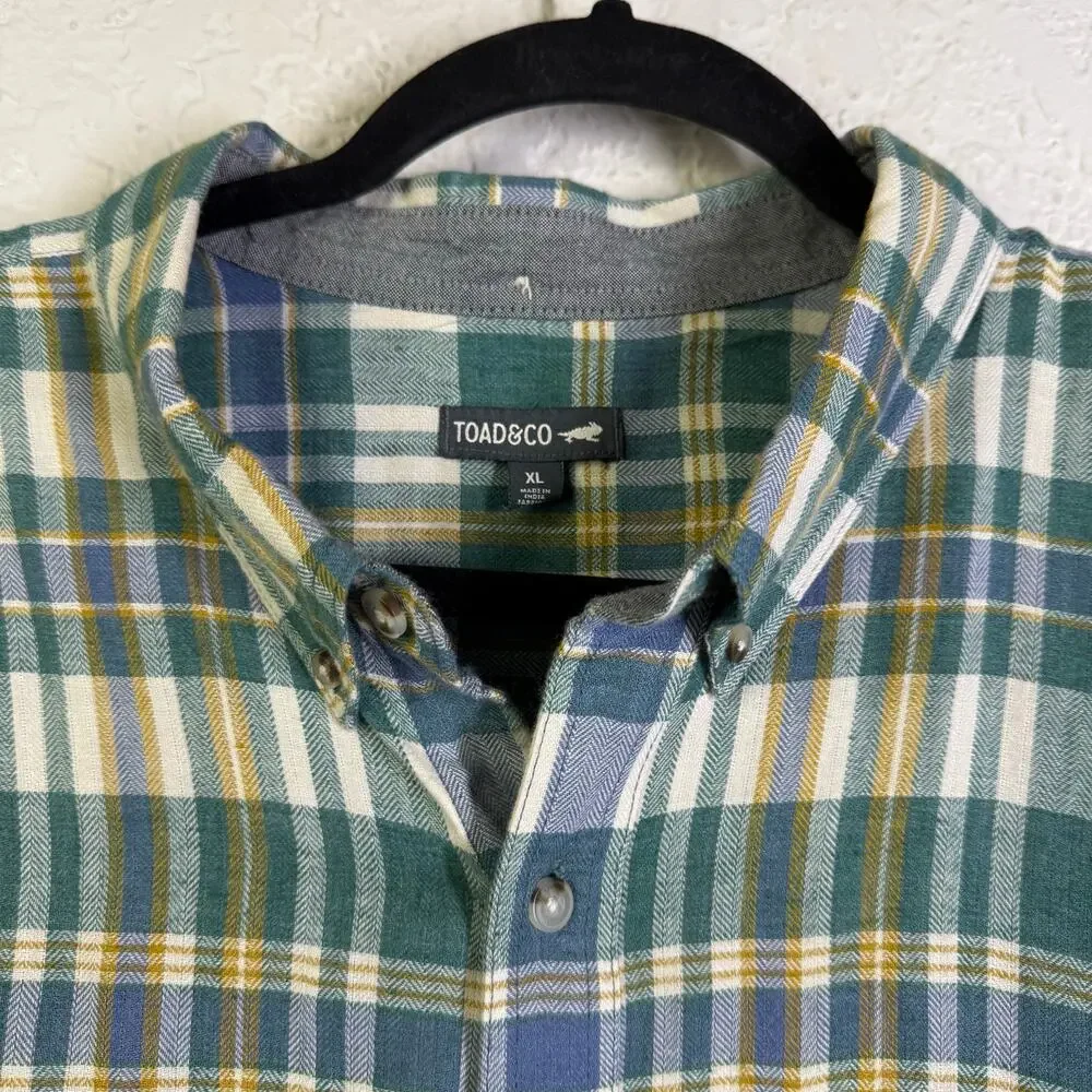 TOAD & CO Shirt XL Airsmyth Lightweight Plaid Flannel Button‎ Down Recycled